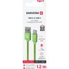 DÁTOVÝ KÁBEL SWISSTEN TEXTILE USB / USB-C 1,2 M ZELENÝ