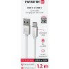 DATOVÝ KABEL SWISSTEN TEXTILE USB / USB-C 1,2 M STŘÍBRNÝ