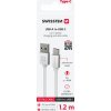 DATOVÝ KABEL SWISSTEN TEXTILE USB / USB-C 1,2 M STŘÍBRNÝ