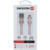 DÁTOVÝ KÁBEL SWISSTEN TEXTILE USB / USB-C 1,2 M RUŽOVO/ZLATÝ