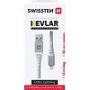 DATOVÝ KABEL SWISSTEN KEVLAR USB / LIGHTNING 1,5 M BÍLÝ
