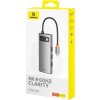 Rozbočovač 7v1 Baseus Gleam, USB-C na 1x HDMI4K 60Hz + 3x USB3.0 + 1x PD + 1x SD/TF (sivý)