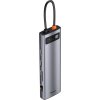 Rozbočovač 11v1 Baseus Metal Gleam Series, USB-C na 3x USB 3.0 + 2x HDMI + USB-C PD + Ethernet RJ45 + microSD/SD + VGA + AUX