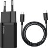 Baseus Super Si Quick Charger 1C 25W s káblom USB-C pre USB-C 1m (čierna)