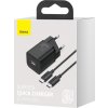 Baseus Super Si Quick Charger 1C 25W s káblom USB-C pre USB-C 1m (čierna)