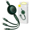Kábel USB-C 3 v 1 Baseus Bright Mirror 4 pre micro USB / USB-C / Lightning 100W / 3,5 A 1,1 m (zelený)