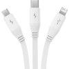 Nabíjecí kabel 3w1 Baseus USB na USB-C, USB-M, Lightning 3,5A, 1,1 m (bílý)