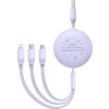 Nabíjací kábel 3w1 Baseus USB na USB-C, USB-M, Lightning 3,5 A, 1,1 m (fialový)