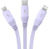 Nabíjací kábel 3w1 Baseus USB na USB-C, USB-M, Lightning 3,5 A, 1,1 m (fialový)