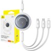 Rýchlonabíjací kábel 3v1 Baseus Free2Draw, USB na micro USB+USB-C+Lightning, 3,5 A, 1,1 m (biely)