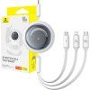 Rychlonabíjecí kabel 3v1 Baseus Free2Draw USB-C na USB-C/Lightning/Micro 100W, 1,1 m (bílý)