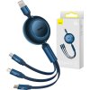 Baseus Bright Mirror 3, USB kabel 3 v 1 pro micro USB / USB-C / Lightning 66W / 2A 1,1 m (modrý)