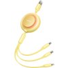 Baseus Bright Mirror 2, USB kábel 3 v 1 pre micro USB/USB-C/Lightning 3,5 A 1,1 m (žltý)