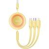 Baseus Bright Mirror 2, USB kábel 3 v 1 pre micro USB/USB-C/Lightning 3,5 A 1,1 m (žltý)