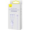 Kábel USB 3v1 radu Baseus Flash II, USB-C + micro USB + Lightning, 66 W, 1,2 m (fialový)