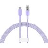 Rýchlonabíjací kábel Baseus USB-C na Lightning Explorer Series 1m, 20W (fialový)