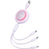 Baseus Bright Mirror 2, kabel 3 v 1 USB 3 v 1 pro micro USB / USB-C / Lightning 3,5A 1,1 m (fialový)
