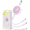Baseus Bright Mirror 2, kábel 3 v 1 USB 3 v 1 pre micro USB / USB-C / Lightning 3,5 A 1,1 m (fialový)