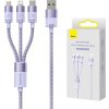 Kábel USB 3v1 Baseus radu StarSpeed, USB-C + Micro + Lightning 3,5 A, 1,2 m (fialový)