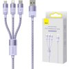 Kábel USB 3v1 Baseus radu StarSpeed, USB-C + Micro + Lightning 3,5 A, 1,2 m (fialový)
