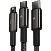Kabel USB 3v1 Baseus Tungsten Gold, USB na micro USB / USB-C / Lightning, 3,5 A, 1,5 m (černý)
