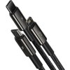Kábel USB 3v1 Baseus Tungsten Gold, USB na micro USB/USB-C/Lightning, 3,5 A, 1,5 m (čierny)