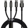 Kabel USB 3v1 Baseus Tungsten Gold, USB na micro USB / USB-C / Lightning, 3,5 A, 1,5 m (černý)