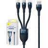 USB kabel 3v1 Baseus Flash Series, USB-C + micro USB + Lightning, 100W, 1,2 m (modrý)