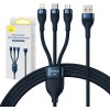 Kabel 3v1 USB Baseus USB 3v1 Baseus Flash Series, USB-C + Micro + Lightning 66W, 1,2 m (modrý)