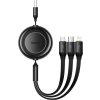 Baseus Bright Mirror 2, kábel USB 3 v 1 pre micro USB / USB-C / Lightning 3,5 A 1,1 m (čierny)