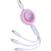 Baseus Bright Mirror 3, USB kabel 3 v 1 pro micro USB / USB-C / Lightning 66W / 2A 1,1 m (fialový)
