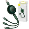 Baseus Bright Mirror 3, USB kabel 3 v 1 pro micro USB / USB-C / Lightning 66W / 2A 1,1 m (zelený)