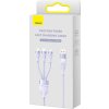 Kábel USB 3v1 Baseus Flash Series 2, USB-C + micro USB + Lightning, 100 W, 1,2 m (fialový)