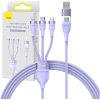 Kábel USB 3v1 Baseus Flash Series 2, USB-C + micro USB + Lightning, 100 W, 1,2 m (fialový)