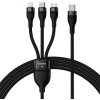 Kabel USB 3v1 Baseus Flash Series 2, USB-C + micro USB + Lightning, 100 W, 1,5 m (černý)
