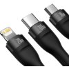 Kabel USB 3v1 Baseus Flash Series 2, USB-C + micro USB + Lightning, 100 W, 1,5 m (černý)