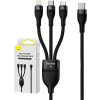 Kábel USB 3v1 Baseus Flash Series 2, USB-C + micro USB + Lightning, 100 W, 1,5 m (čierny)