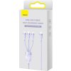 USB kábel 3v1 Baseus Flash Series 2, USB-C + micro USB + Lightning, 100 W, 1,5 m (fialový)