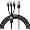 Baseus StarSpeed 3v1 Fast Charging Datový Kabel USB-A - USB-C/Lightning/MicroUSB 20W 3.5A 1.2m Black