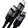 Kábel USB 3v1 Baseus radu StarSpeed, USB-C + Micro + Lightning 3,5 A, 1,2 m (čierny)