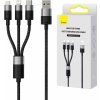 Baseus StarSpeed 3v1 Fast Charging Datový Kabel USB-A - USB-C/Lightning/MicroUSB 20W 3.5A 1.2m Black