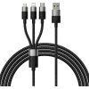 Baseus StarSpeed 3v1 Fast Charging Datový Kabel USB-A - USB-C/Lightning/MicroUSB 20W 3.5A 1.2m Black