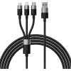 Kábel USB 3v1 Baseus radu StarSpeed, USB-C + Micro + Lightning 3,5 A, 1,2 m (čierny)