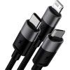 Baseus StarSpeed 3v1 Fast Charging Datový Kabel USB-A - USB-C/Lightning/MicroUSB 20W 3.5A 1.2m Black