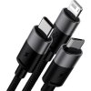 Kábel USB 3v1 Baseus radu StarSpeed, USB-C + Micro + Lightning 3,5 A, 1,2 m (čierny)