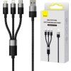 Baseus StarSpeed 3v1 Fast Charging Datový Kabel USB-A - USB-C/Lightning/MicroUSB 20W 3.5A 1.2m Black