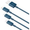 Kábel USB 3v1 Baseus Superior Series, USB na micro USB/USB-C/Lightning, 3,5 A, 1,5 m (modrý)