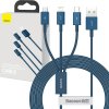 Kábel USB 3v1 Baseus Superior Series, USB na micro USB/USB-C/Lightning, 3,5 A, 1,5 m (modrý)