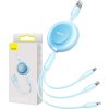 Baseus Bright Mirror 2, USB kabel 3 v 1 pro micro USB / USB-C / Lightning 3,5A 1,1 m (nebesky modrý)