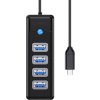 Orico HUB USB-C na 4x USB 3.0 5Gbps 0,15 m čierny